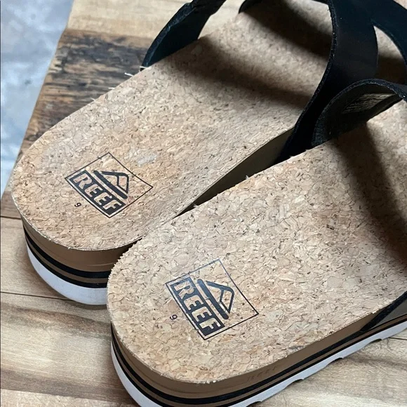 REEF Black Cork Footbed Sandals - Picture 7 of 7